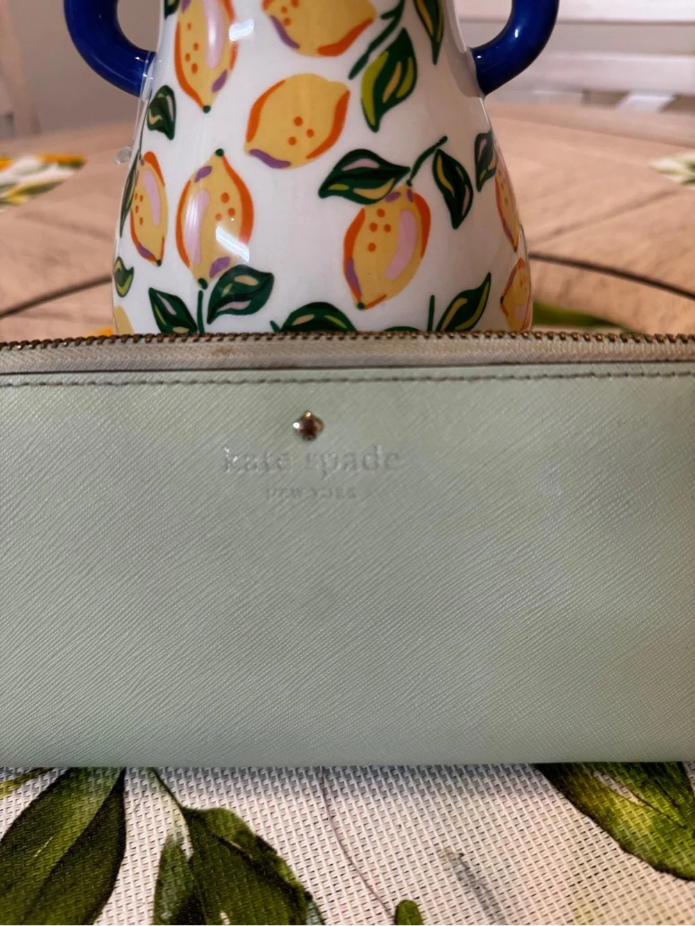 Kate Spade New York Mint Saffiano Leather Zip Around Wallet